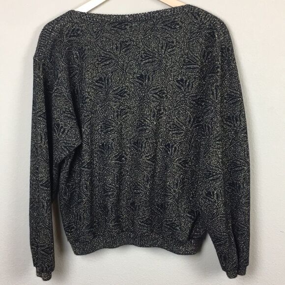 Vintage Black & Gold Floral Sweater- Size Large - Picture 5 of 6